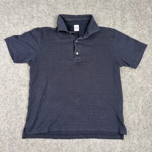 Takeo Kikuchi Polo Shirt Mens Size 2 Navy Blue Linen Blend Luxury Outdoor